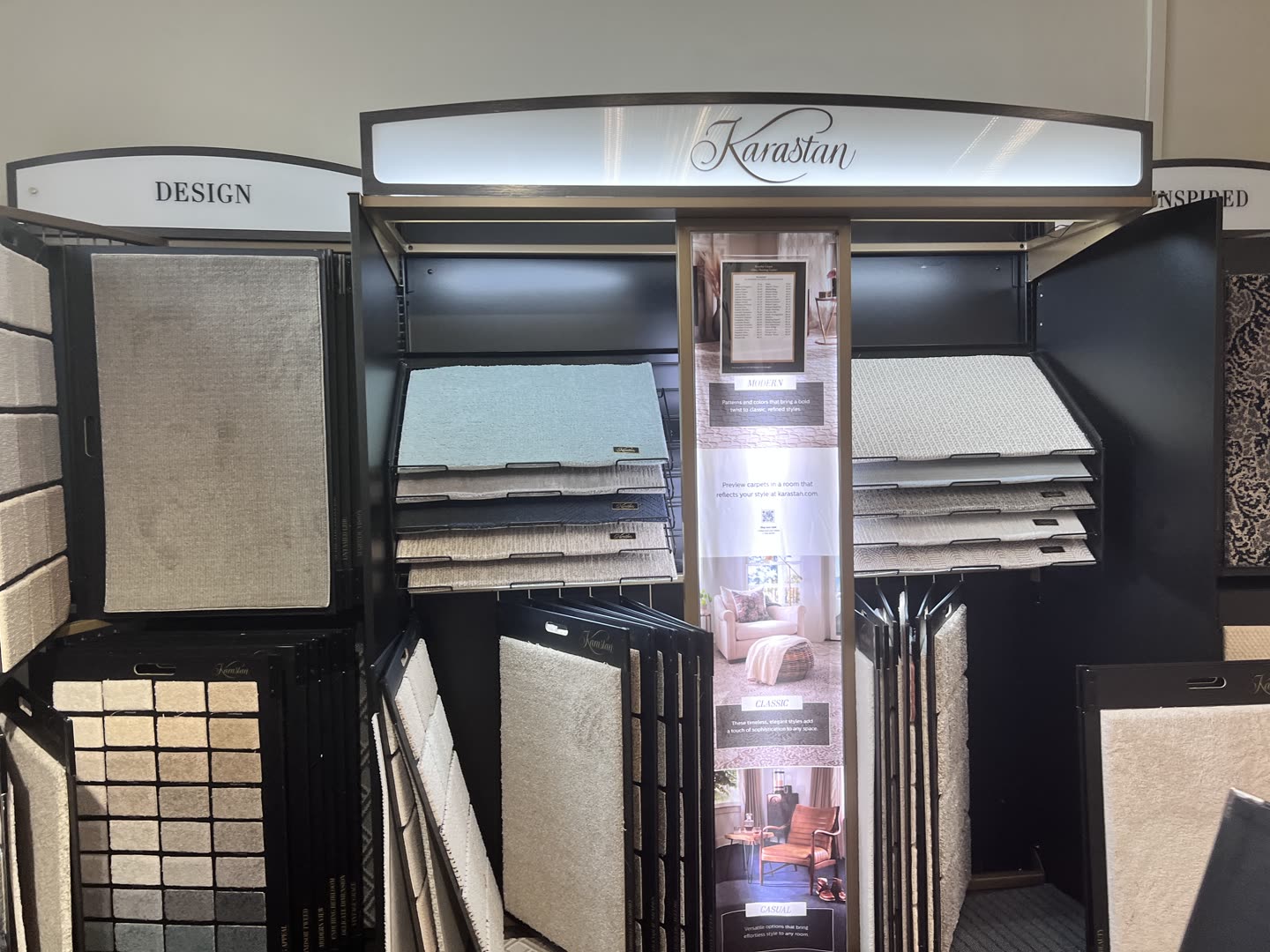 Karastan carpet display at the Royalty Carpet & Flooring showroom in Wappingers Falls