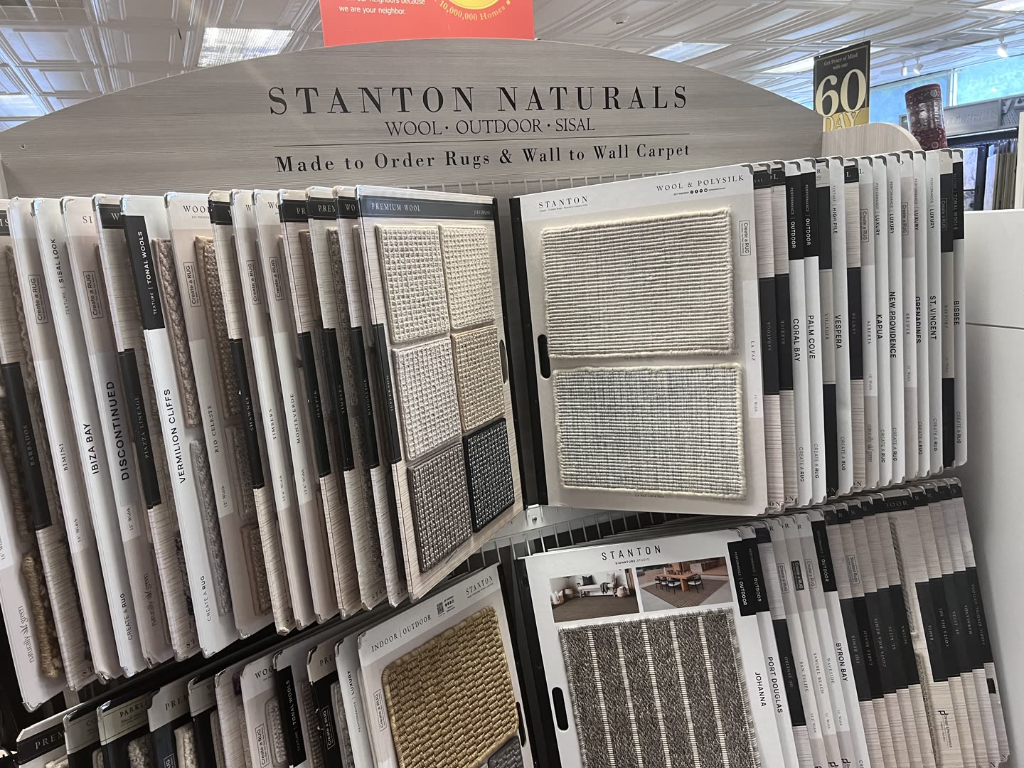 Stanton Naturals carpet display at the Royalty Carpet & Flooring showroom in Wappingers Falls