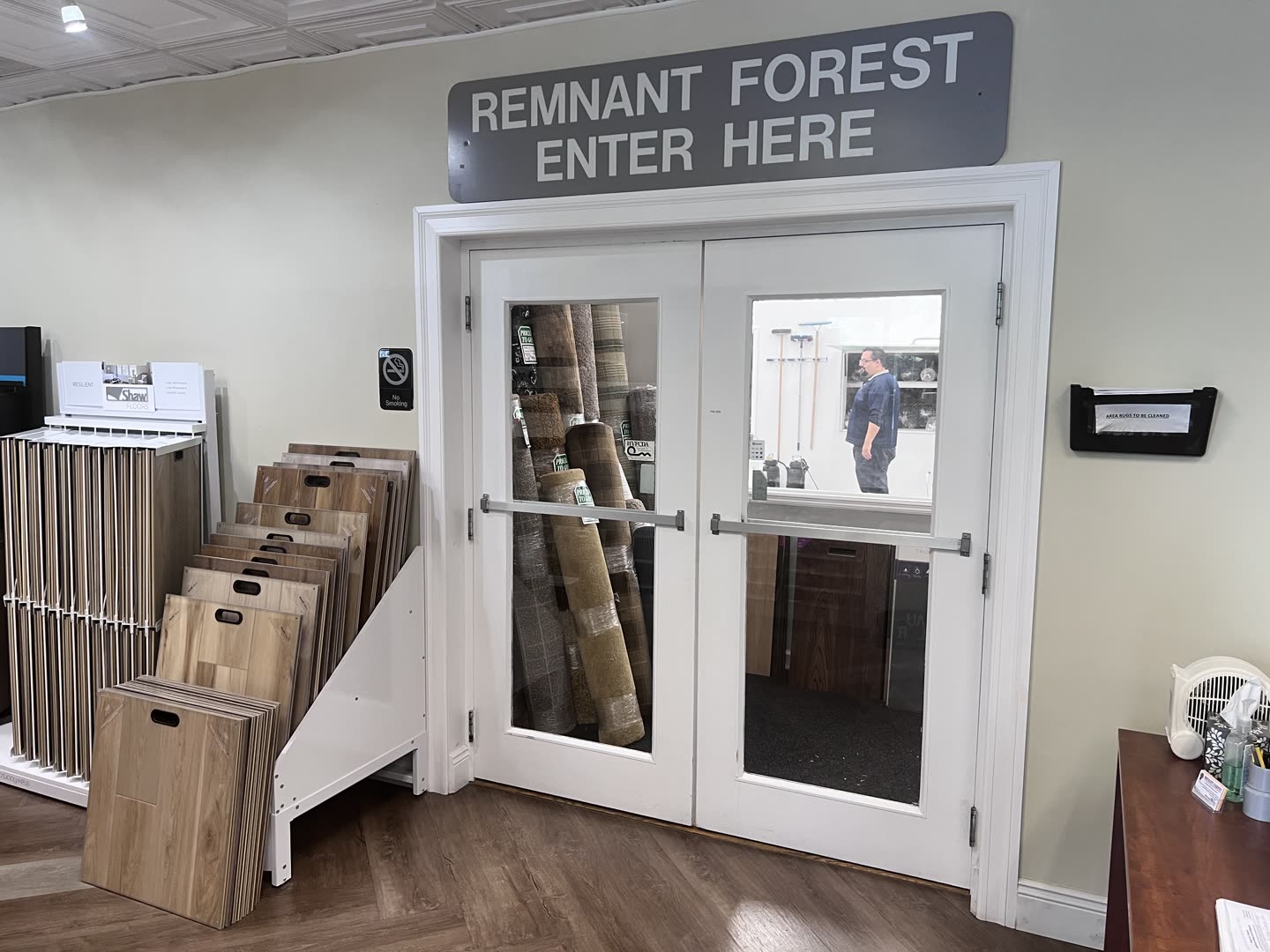 The remnant room entrance at the Royalty Carpet & Flooring showroom in Wappingers Falls