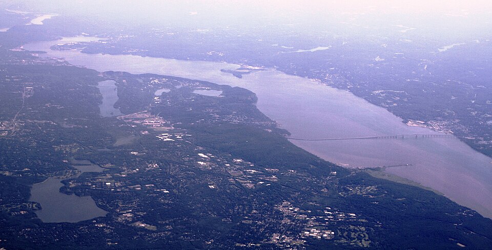 Nyack and the Hudson River with the Tappan Zee Bridge in Rockland County NY
