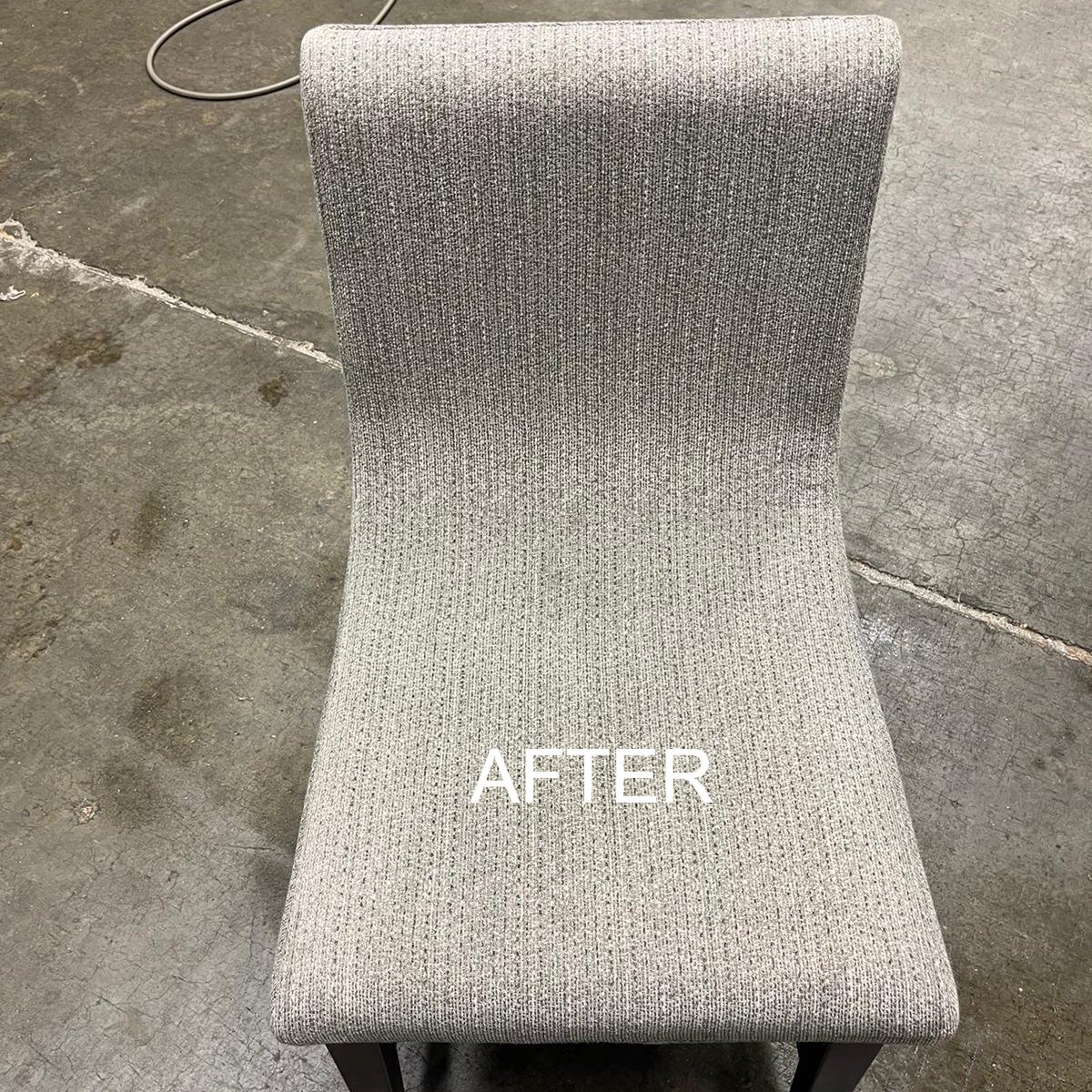 A freshly cleaned upholstered dining chair by Royalty Carpet & Flooring